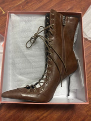 Lace Up Stiletto Heel Knee High Boots