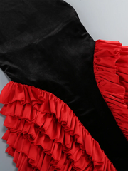 Velvet Halter Ruffle Midi Dress