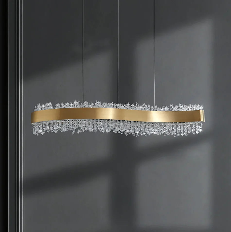 Crystal Chandelier Rectangular Pendant Lights for Kitchen Island