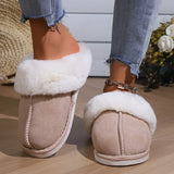 Women Faux Suede Fluffy Furry Home Slides