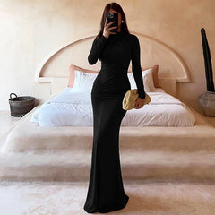 Turtleneck Long Sleeve Maxi Dress