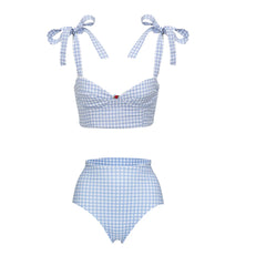 Gingham Bikini and Skirt Beachwear Set