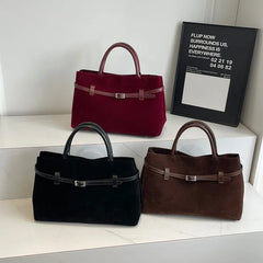 Retro Velvet Leather Tote Bags For Women