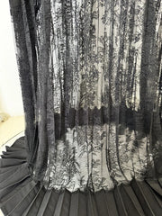 Black Lace Patchwork Panel Collared Maxi Dress