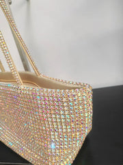 Crystal-Embellished Tote Bag with Chain Straps