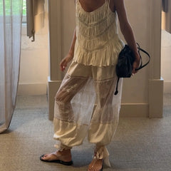 Lace Patchwork Wide Leg Pants
