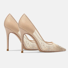 Rhinestone Mesh Stiletto Pumps