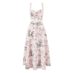 Floral dress with pink background