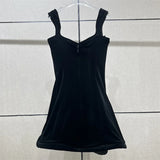 Asymmetric Corduroy Women's Black Mini Dress