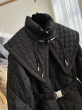 Parka Oversized Cotton Padded Windproof Belted Jacket