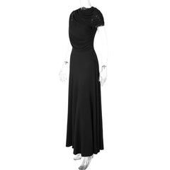 Draped Mock Neck Draped Maxi Dress