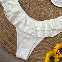 White Frill Bikini Swimwear Set
