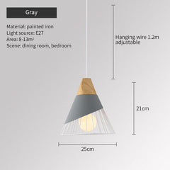 Modern E27 Pendant Lights Wood Aluminum Lampshade