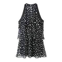 Polka dot v-neck sleeveless mini dress back view