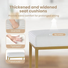 White and gold bar stools set of 4, 24-inch height, backless metal steel frame base, U.S. Origin.