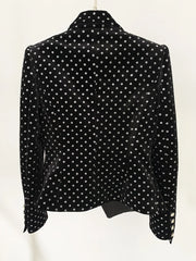 Black Dot Women Blazers Office Work Suit Button Notched Jacket