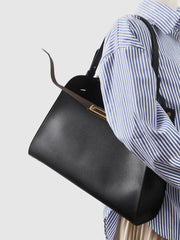 Top Handle Leather Trapezoid Bag