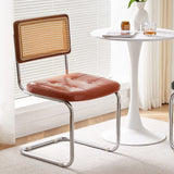 Rattan Nordic Tufted Curved Steel Chair