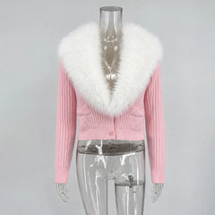 Faux Fur Trimmed Cardigan