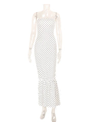 White Polka Dot Strapless Mermaid Dress