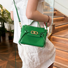 Structured Top Handle Short Gold Hardware Bag