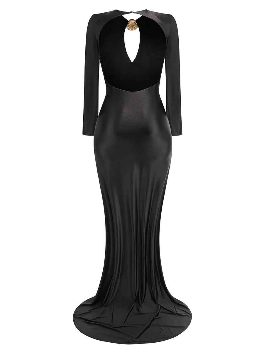 Black evening gown with long sleeves 