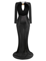 Black evening gown with long sleeves 