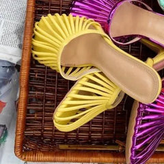 Metallic Stiletto Mule Heels