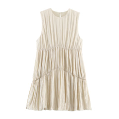 Beige sleeveless dress on a white background