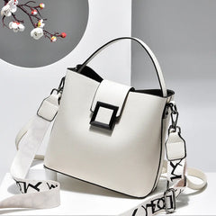 PU Leather Wide Strap Top-Handle Crossbody Shoulder Bag