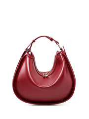 Structured red leather hobo bag