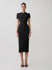 Black cross neck maxi dress