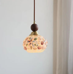 Colorful Glass Walnut Wood Wire Adjustable Light