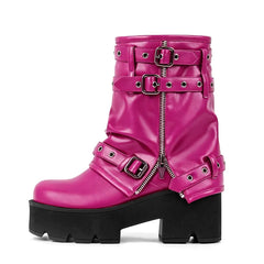 Buckle Strap Platform Ankle Boots