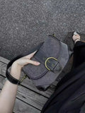 Women's Texture Spliced Denim Handbag