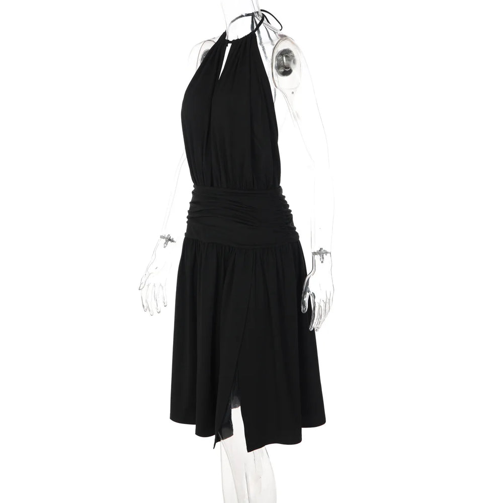 black mini dress with white background