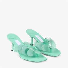 Sequin Embellished Heeled Thong Sandals