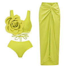 Embellished One-Piece Swimsuit with Wrap Skirt