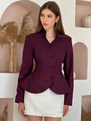 Diagonal Button Peplum Blazer