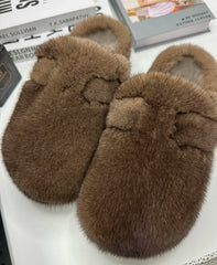 Mink Fur Flat Slipper Shoes