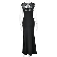Cap Sleeve Gathered Waist Bodycon Maxi Dress