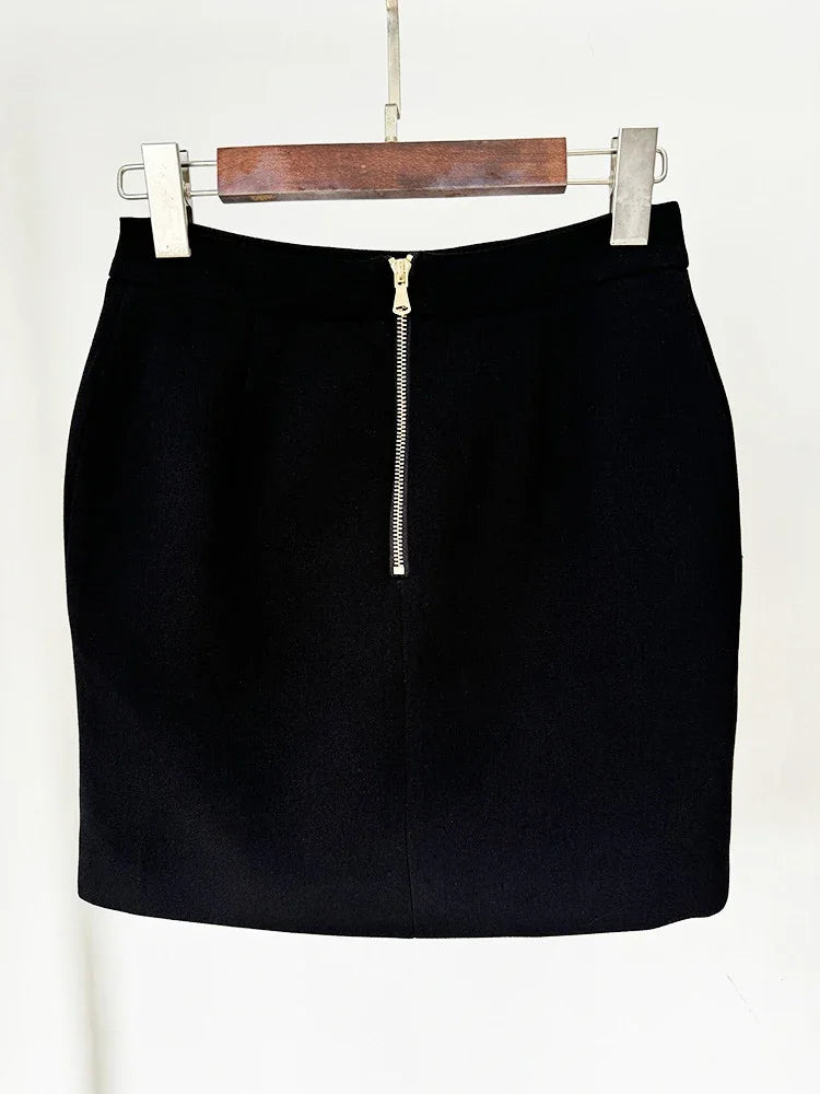 Black skirt with a zipper on a white background