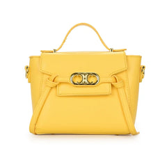 Structured Top Handle Short Gold Hardware Bag