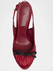 Butterfly Knot Satin Pleated Platform Pumps