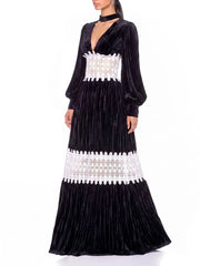 V Neck Lantern Sleeve Maxi Dress side view
