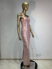 Metallic Bandage Strappy Maxi Dress