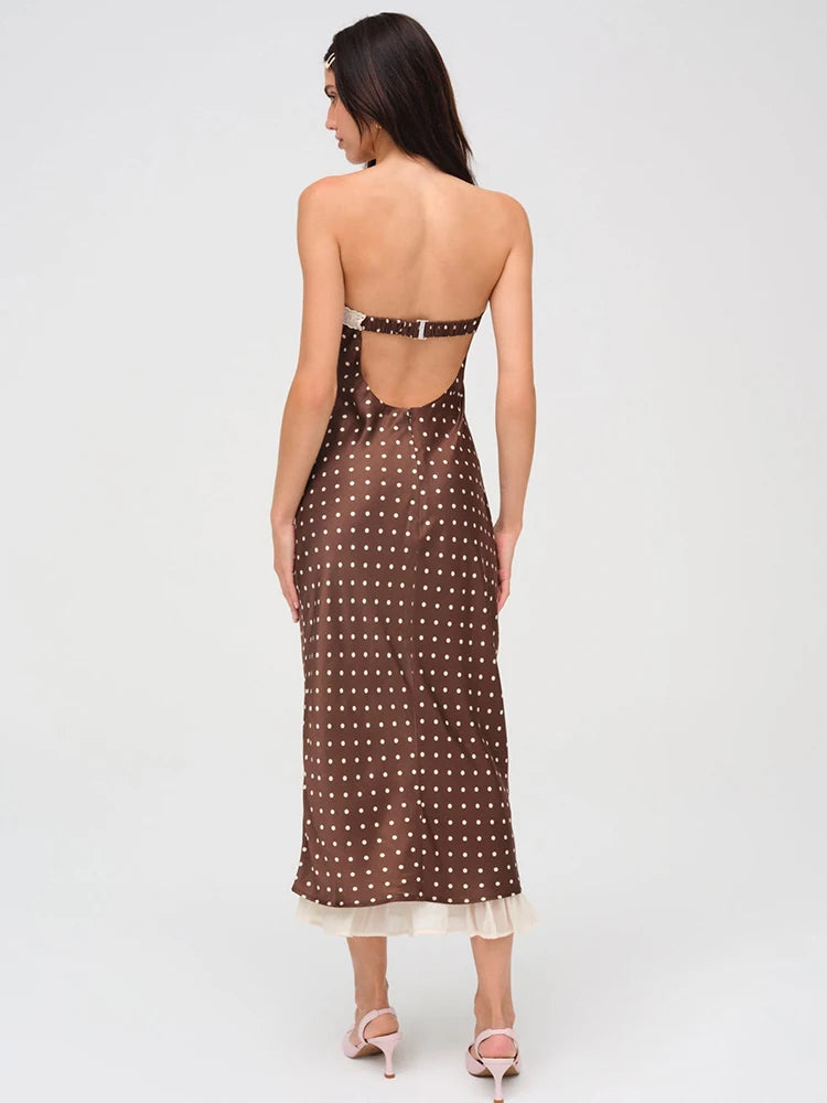 Elegant clubwear midi dress in polka dots