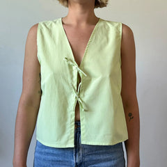 Gingham Tie Front Sleeveless Crop Top