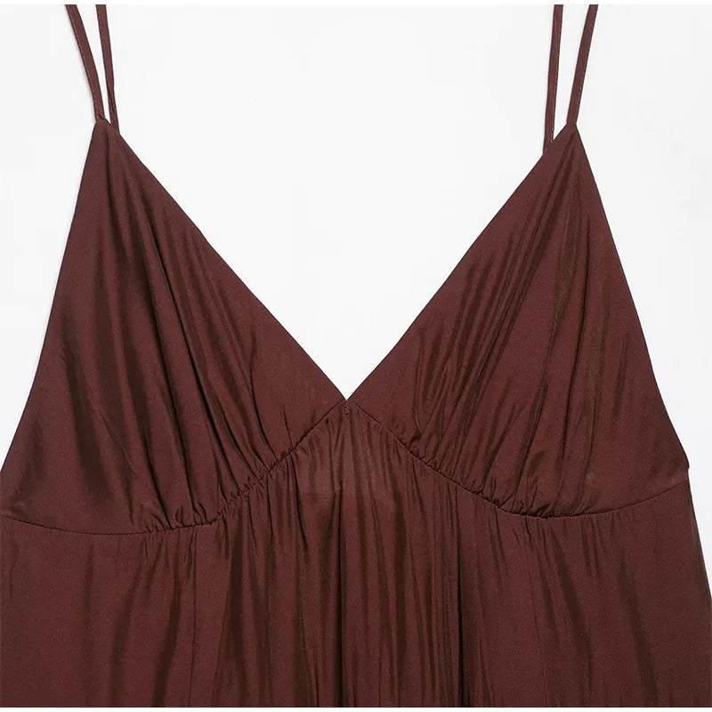 Brown dress with thin straps