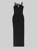 Women's Square Collar Sleeveless High Split Long Dress
